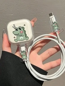 3件組數據線充電器保護套，英規藍色花卉貼花圖案，相容於Apple 20W快速充電適配器，防止線材斷裂的充電器保護套，充電器配件，手機配件 - 彩色 - 查看 6