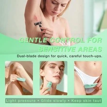 2 In 1 Women Electric Razor & Bikini Trimmer, IPX7 Waterproof Wet Dry Shaver With Ceramic Sharp Blade, USB Rechargeable 400mAh Dual Head Hair Trimmer For Face, Underarm, Leg And Pubic Hair, Portable Personal Groomer, Gift For Men Women,Multiple Color - 綠色 - View 8
