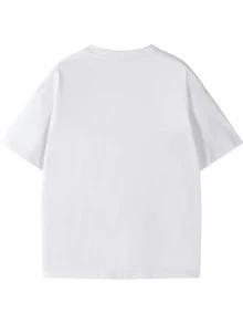 Charming White Women's T-Shirt - Short-Sleeved, Fitted, Casual, Printed T-Shirt For Women - The Front Is Decorated With A Pretty Large Heart Pattern Made Up Of Many Small Red Hearts. | The  Rolled-Up Sleeve Design Creates A Casual Style. | Suitable For Everyday Wear Or Cozy Occasions, Just One Garment: Women's Tops - 白色 - 查看 3