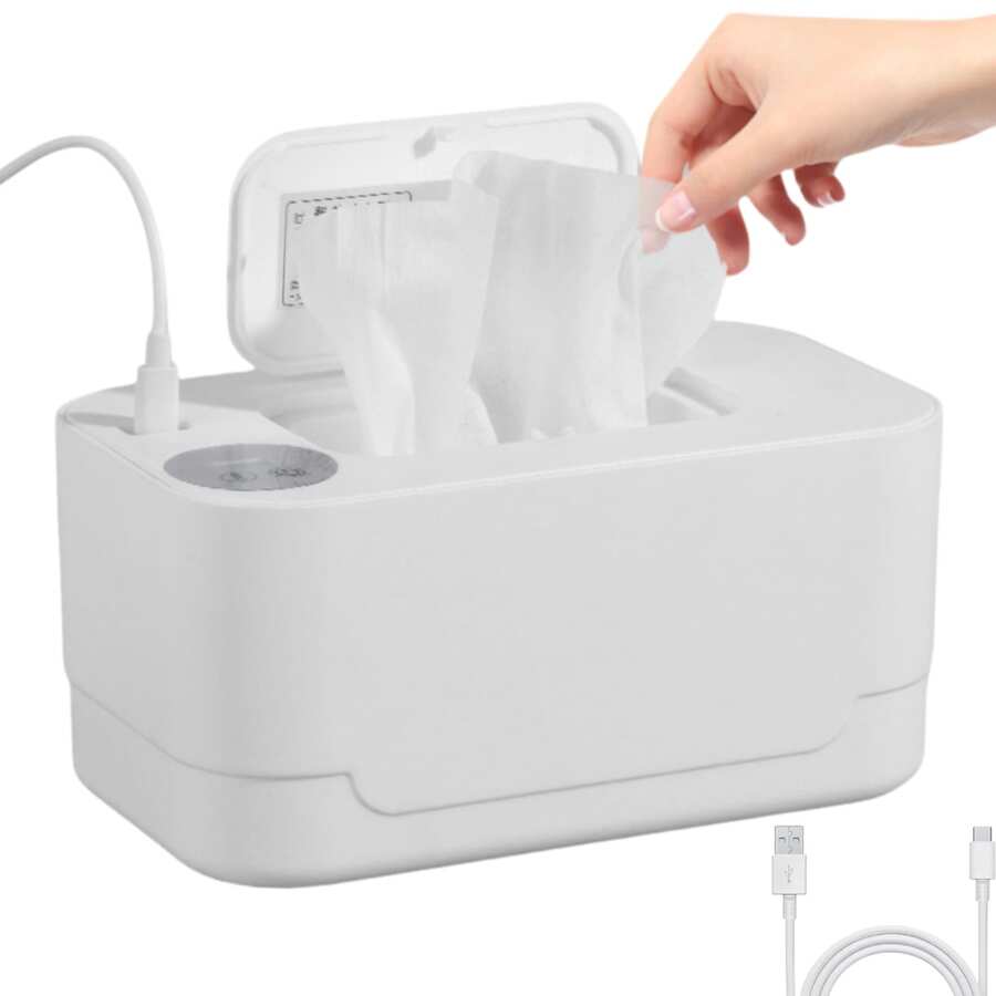 Wipe Warmer, 3 Temperature Modes, 55/60/65 Celsius, Compatible With 80 Wipes, With Light - 白色 - 查看 1