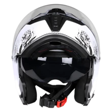 Floral Hand-Painted Matte Black & White Motorcycle Helmet, Unisex All-Season Riding Safety Helmet With Dual Visors - Unveiling the Helmet With Flowers - View 4