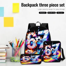 3pcs/Set Student Backpack, Messenger Bag, Pencil Case, Boys' Large Capacity Compartment Backpack, Back To School Supplies Storage, Travel Storage Bag, Suitable For School, Class, Outdoor Sports - A - View 4