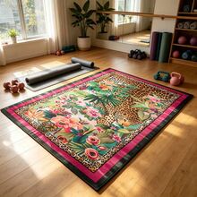 1pc Vibrant Floral & Leopard Print Area Rug - Machine Washable, Non Slip, Living Room Rug, Bedroom Rug, Kitchen Floor Mat, Entryway Rug, Dorm Room Rug, Apartment Essential Rug, And For Outdoor Patio, Garden And Courtyard Use, Room Decor, 20*31/ 60*84 Inch, Home Decor, Durable And Easy Care, Idea Housewarming Gift - 彩色 - 查看 6