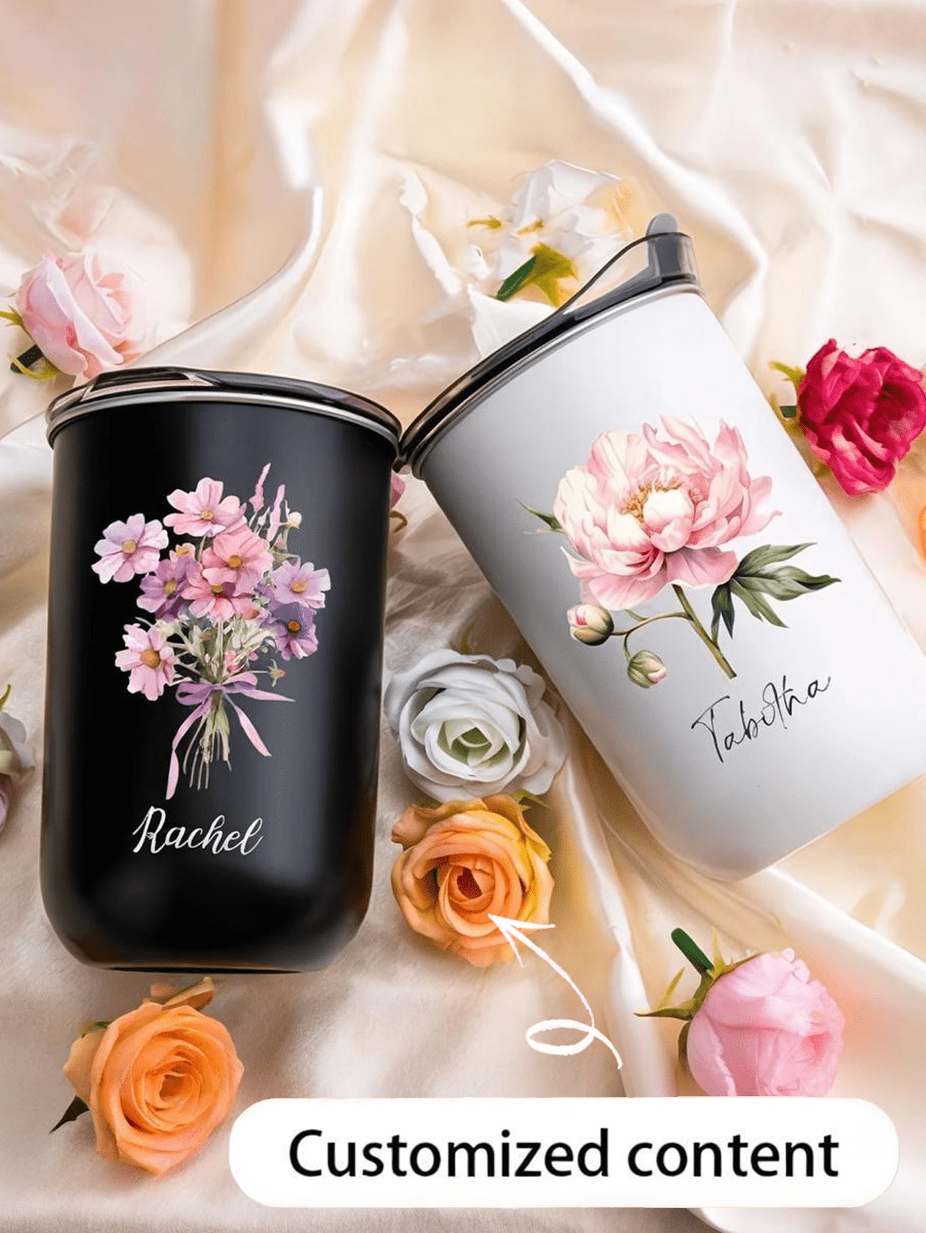 Customized Stainless Steel Water Bottle With Name, Customized Travel Mug, Suitable As Bridesmaid Gift, Personalized Coffee Cup For Women, Birthday Gift, Party Favor, Holiday Gift, And Girlfriend Gift, Insulated - Multicolor - View 1