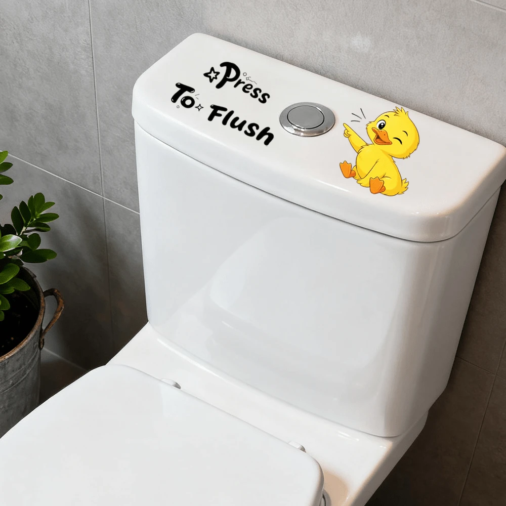 1/3 Buah Stiker Toilet Lucu Bergambar Bebek Menyiram, Panduan Menyiram Bebek yang Unik, Perekat Diri, Desain Tahan Air, Dapat Dicuci, DIY untuk Penutup Tangki Air Kamar Mandi, Toilet B&B, Kamar Mandi Asrama, Kedai Kopi dan Teh Susu, Dekorasi Interaktif yang Humor, Estetika Toilet yang Baru - Kartun - View 1