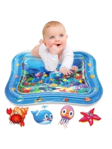 1 pieza Colchoneta inflable para tiempo de barriga con diseño de llenado de agua, para entrenamiento de gateo y agarre de manos de bebés, colchoneta de juego interactivo padre-hijo para niños y niñas - Multicolor - Ver 4