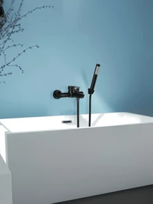 1Pc Wall Mounted Concealed Shower Faucet, Brushed/Black Stainless Steel Hot Cold Water Mixer Tap With Triple Connection Valve For Bathroom Bathtub - Multicolor - View 9