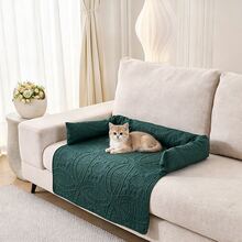 1pc Classic Pattern Ultrasonic Treated Pet Bed, Anti-Slip Scratch-Resistant Pet Sofa Bed, With Washable Sofa Cover And Pillow. Suitable For Dogs And Cats, Fits Sofa, Bed And Car Pet Bed - Light Grey - View 5