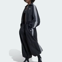 ADIDAS ORIGINALS Women's Spring Fall Cropped Track Jacket, Full Zip Windbreaker With Stand Collar, 3-Stripes Detail, Embroidered Trefoil Logo, Casual Sportswear Outerwear For Daily Wear, Oversized Balloon Sleeve - 黑色 - 查看 4