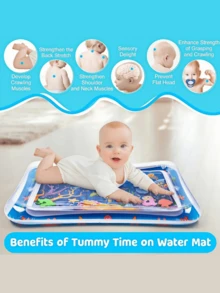 1 pieza Colchoneta inflable para tiempo de barriga con diseño de llenado de agua, para entrenamiento de gateo y agarre de manos de bebés, colchoneta de juego interactivo padre-hijo para niños y niñas - Multicolor - Ver 6