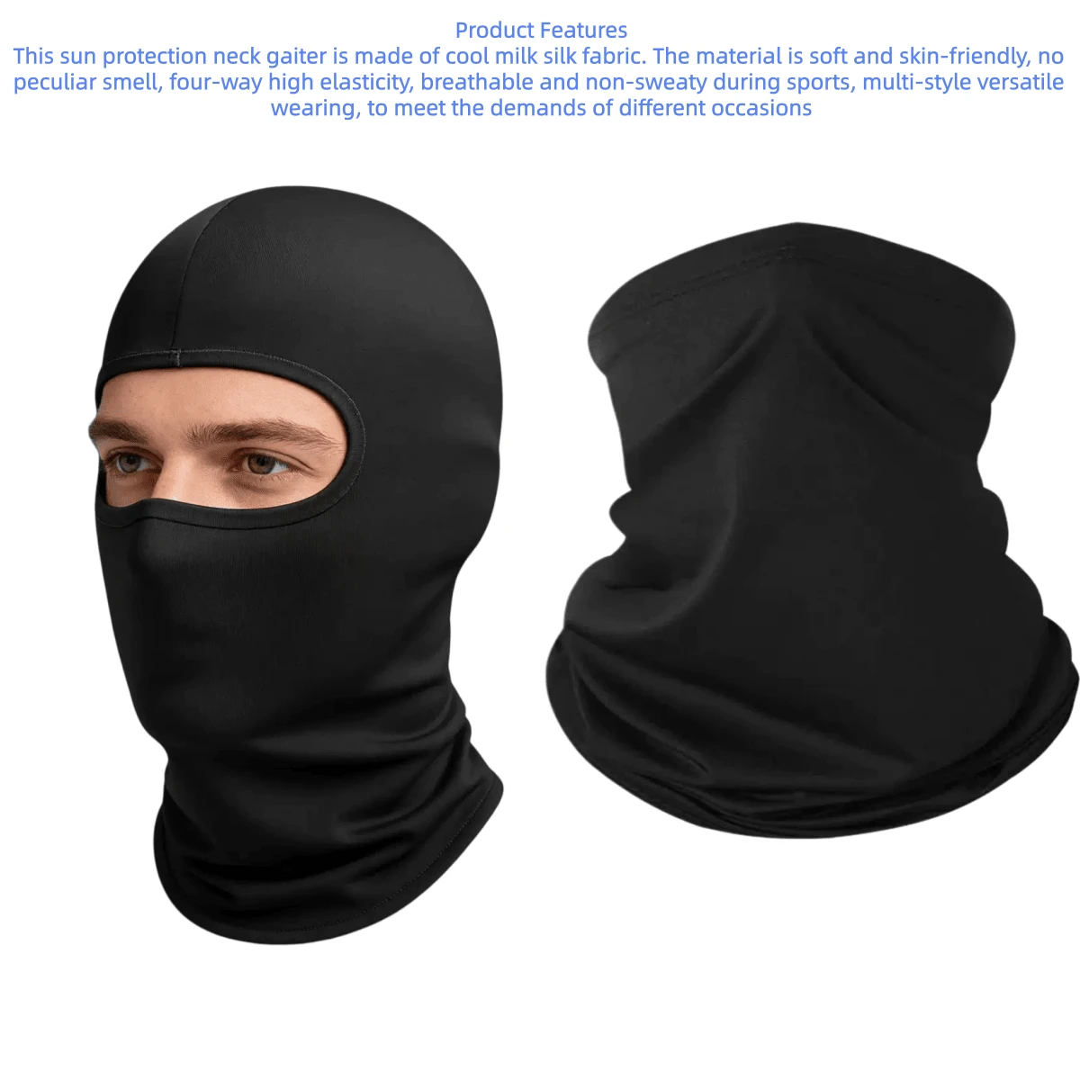 2 piezas Pasamontañas, Pasamontañas tejido unisex, Adecuado para esquiar, hacer snowboard, montar en motocicleta, protección solar, actividades al aire libre que cubren la cabeza y la cara - A - Ver 1