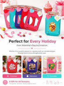 Transparent Self-Sealing Gift Bag, Jar Shaped, For Storing Snacks, Cookies, Dried Goods And Organizing Pantry, Suitable For School Exchanges And Party Favors (Candy Not Included) - 1 YEAR - View 3
