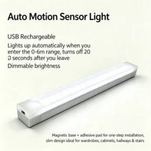2026 30cm Wireless Motion Sensor Cabinet Light, USB Rechargeable Magnetic LED Night Light, Dimmable Under Cabinet Lighting For Kitchen Closet Stair Hallway - Cool White - View 4