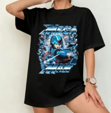 Mega Man Retro Video Game T-Shirt | Gender-Neutral Oversized Gamer Fan Shirt Black - Black - View 7
