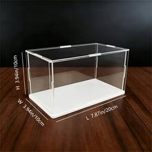 1pc Transparent Acrylic Display Case - Showcase Cabinet, White Base, Multiple Size Options, Dustproof Desktop Organizer Stand - Contemporary Style, Action Figure Plastic Material, Car Model, Collectibles, For Room, Store And Office Desk Storage - White Display Box - View 14