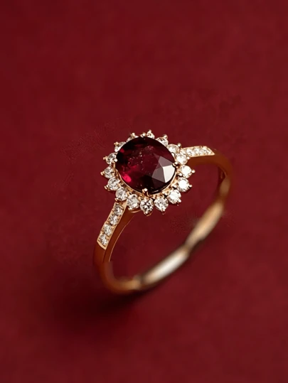 1 chiếc nhẫn bạc sterling S925 điều chỉnh được khảm đá zirconia tổng hợp và đá quý màu đỏ, thiết kế trứng bồ câu thanh lịch, trang sức cho nữ, phù hợp đeo hàng ngày và dự tiệc