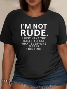 Frase motivadora que expresa una actitud valiente y sincera mostrando confianza y autenticidad con un mensaje directo que inspira  personal y empoderamiento camiseta de mujer casual cómoda para uso diario - Negro - Ver 1