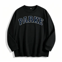 1PCSWomen's Casual "PARKE" Letter Print Loose Pullover Sweatshirt, Encountering Lazy Fashion.-Premium Cotton Graphic Printed Round Neck T-Shirts-365TValentine Gift - màu đen - Xem 12
