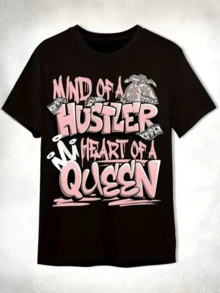 Espíritu de una mujer fuerte y ambiciosa que combina la mente trabajadora y el corazón noble reflejando poder motivación y confianza camiseta de mujer moderna casual cómoda para uso diario - Negro - Ver 1
