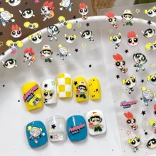 Warner Bros 1 pieza Pegatinas de uñas auténticas de dibujos animados "Las Chicas Superpoderosas", pegatinas decorativas de arte autoadhesivas para uñas, teléfonos, botellas de agua, DIY, etc., regalo de cumpleaños perfecto - regalo de fiesta - regalo de vacaciones - regalo de vuelta al colegio (estilo aleatorio) - Multicolor - Ver 3