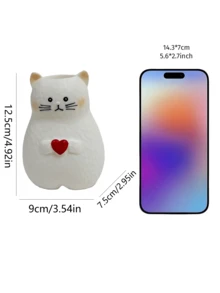 1Pc Heart Cat Resin Vase - 3D Cartoon Pet Shape Flower Vase For Living Room, Valentine's Day Birthday Housewarming Gift | Home Decor, Room Decor, Boho Decor, Desk Decor, Cute Collectible, Unique Gift, Table Centerpiece, Housewarming Gift - New Model - View 4