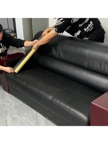 自粘皮革墙贴和可移除仿皮壁纸，适用于家居装饰、家具翻新，绒面质感贴纸，可用于装饰墙面、床头板、沙发、躺椅、办公椅和橱柜，专业级室内装饰 - A - 查看 6
