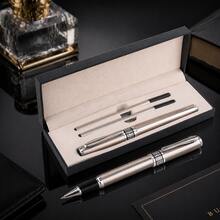 Luxury Black & Silver Metal Ball Pen Gift Set, Includes 2 Replaceable Refills, High-Quality Smooth Writing Business Signature Pen, Comes With Gift Box, Suitable For Father's Day, Graduation, Corporate Gifts For Men, Back To School - 626# Set - View 14