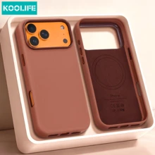 Koolife 1pc Brown Magnetic PU Leather Phone Case, PC+TPU Shockproof Protective Cover, MagSafe Compatible With Apple 17/17Pro/17ProMax/16/15/14/13, Matte Finish With Large Camera Frame, Anti-Scratch And Fingerprint Design - Brown - View 2