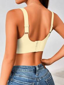Yoga Basic 1pc Women's Removable Padded Seamless Sports Bra For Summer, With Lift Support - Yellow - View 4