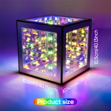 1 pieza Cubo mágico RGB infinito, luz de noche LED multicolor, decoración de sala de juegos, cable USB de 4 teclas, brillo ajustable, luz ambiental, luz de noche minimalista moderna para dormitorio, cabecera, sala de juegos, lámpara de escritorio con función de atenuación - USB - Ver 3