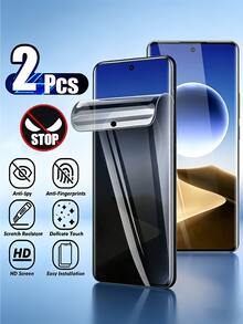 2Pcs Anti Spy Hydrogel Film Explosion-Proof, And Scratch Resistant Anti Peeping Mobile Screen Protector Film Compatible With Xiaomi/ Note 15 14 13 Series Privacy Film Soft Film Non Glass - Black - View 75