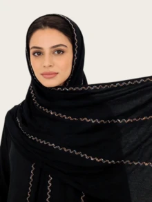 1pc Women's Versatile Fashion Elegant Muslim Hijab Headscarf, Middle Eastern Style Rhinestone Patchwork Long Scarf - Long Scarf With Hot-fix Rhinestones In Multiple Colors - View 1
