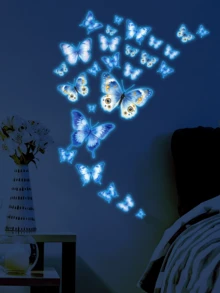 25pcs Dreamlike Glow-In-The-Dark Butterfly Wall Stickers, Self-Adhesive Removable Wall Decor For Living Room, Bedroom, Kids Room, Home Decor Stickers, Vinyl Decals, Spring Decorations, Gift For Birthday, Graduation - YG-b102 - View 11