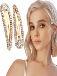 Bộ 2/3/4 kẹp tóc đính đá thời trang nữ, kẹp tóc BB dễ thương, kẹp tóc một hàng lấp lánh, phụ kiện tóc, đồ dùng học sinh, du lịch, sinh nhật - Nhiều màu - Xem 6