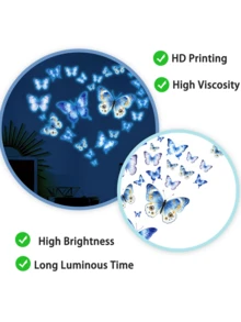 25pcs Dreamlike Glow-In-The-Dark Butterfly Wall Stickers, Self-Adhesive Removable Wall Decor For Living Room, Bedroom, Kids Room, Home Decor Stickers, Vinyl Decals, Spring Decorations, Gift For Birthday, Graduation - YG-b102 - View 8