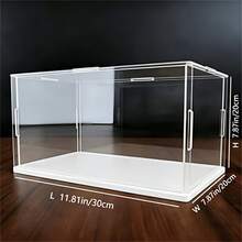 1pc Transparent Acrylic Display Case - Showcase Cabinet, White Base, Multiple Size Options, Dustproof Desktop Organizer Stand - Contemporary Style, Action Figure Plastic Material, Car Model, Collectibles, For Room, Store And Office Desk Storage - White Display Box - View 42