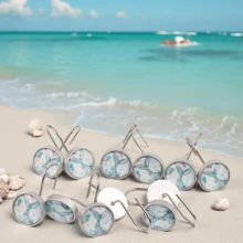 12pcs High-End Crystal Glass & Stainless Steel Anti-Rust Mermaid Decorative Shower Curtain Hooks, Bathroom Accessories, Home Decor - 12pcs Color - View 5