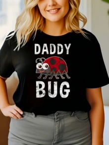 Mariquita sonriente con grandes ojos que transmite alegría y ternura simbolizando buena suerte y cariño camiseta de mujer casual cómoda para uso diario - Negro - Ver 1