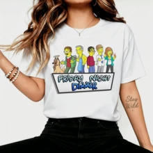 Friday Night Dinner Simpson Style British TV Show Funny Cartoon Graphic T-Shirt, Comedy Casual Cotton T-Shirt For Fans - White - View 6
