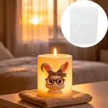 Cetakan Silikon Lilin Aromaterapi Kelinci Berkacamata Lucu yang Memakai Pita. Dekorasi Meja Unik dan Menarik. Cetakan Lilin Relief Kelinci yang Dapat Digunakan Kembali. Cetakan Silikon Ornamen Plaster DIY Lilin Aromaterapi. - A-putih - View 5