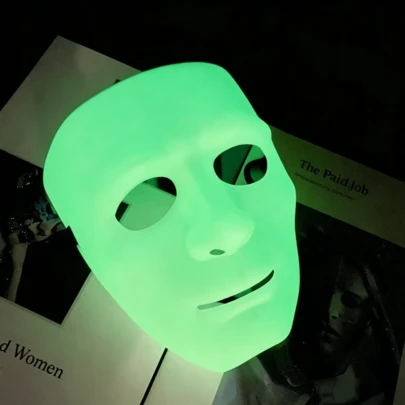 3pcs Glow-In-The-Dark Solid Color Full Face Mask, Unisex Stage Performance Prop, Personalized Wear Matching Accessory, Same Style As Social Media Influencers