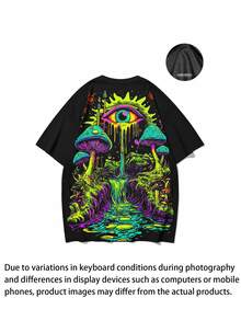 Men Streetwear T-Shirt, Lightweight Polyester Dark Gothic Horror Punk Graphic Tee, Urban Street Style Edgy Short Sleeve Top - Black - View 5