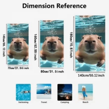 1pc Capybara Print Beach Towel - Soft, Lightweight, Sand-Free, Ultra-Absorbent Microfiber For Travel, Swimming, Surfing, Yoga, Camping, And Beach Accessories, Beach Blanket - Baby Blue - View 3
