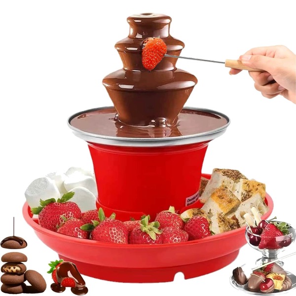 Acero Inoxidable De 17 Onzas Fuente De Fondue De Chocolate 3 Niveles,Fondue De Chocolate Eléctrico A Máquina Para Queso, Fondue De Chocolate Cascada Para Reuniones, Noches De Juegos, Navidad, Acción De Gracias Y Fiestas