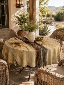 1pc Rustic Wood Grain Tablecloth, Farmhouse Style Retro Printed Tablecloth, Waterproof Fabric Suitable For Dining Room, Kitchen, Outdoor Picnic, Home Decor - Multicolor - View 8
