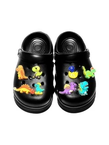 HOEASE Youngsters' EVA Garden Clogs, EVA Beach Shoes, Breathable Slip-On Design With Luminous Cartoon Charms For Boys And Girls, All-Season Footwear - Black - View 4