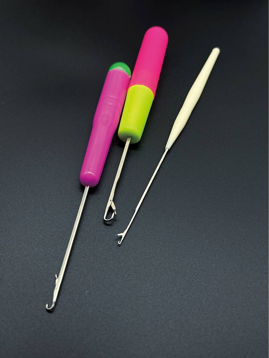 3pcs Crochet Hook Tool Set, 2mm-3mm-5mm, Suitable For Hair Extensions, Dreadlocks And Yarn Repair, Ideal For Professional Knitters, Hairstylists And Advanced Crafters - Tongue Crochet - View 1