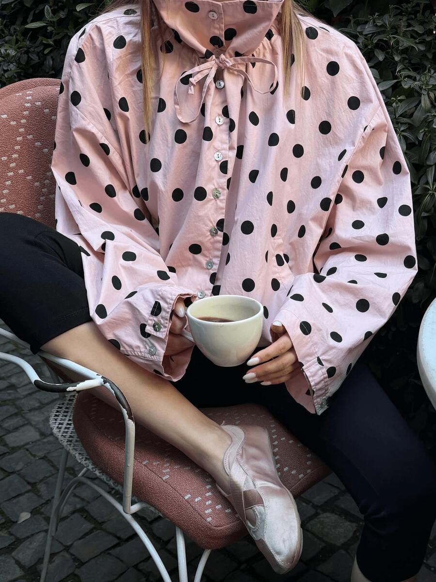 GDDYIN 2026 New Pink & Black Polka Dot Casual Jacket Spring - Pink - View 1