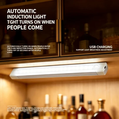 2026 30cm Wireless Motion Sensor Cabinet Light, USB Rechargeable Magnetic LED Night Light, Dimmable Under Cabinet Lighting For Kitchen Closet Stair Hallway