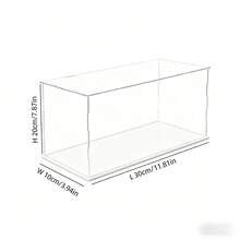 1pc Transparent Acrylic Display Case - Showcase Cabinet, White Base, Multiple Size Options, Dustproof Desktop Organizer Stand - Contemporary Style, Action Figure Plastic Material, Car Model, Collectibles, For Room, Store And Office Desk Storage - White Display Box - View 17
